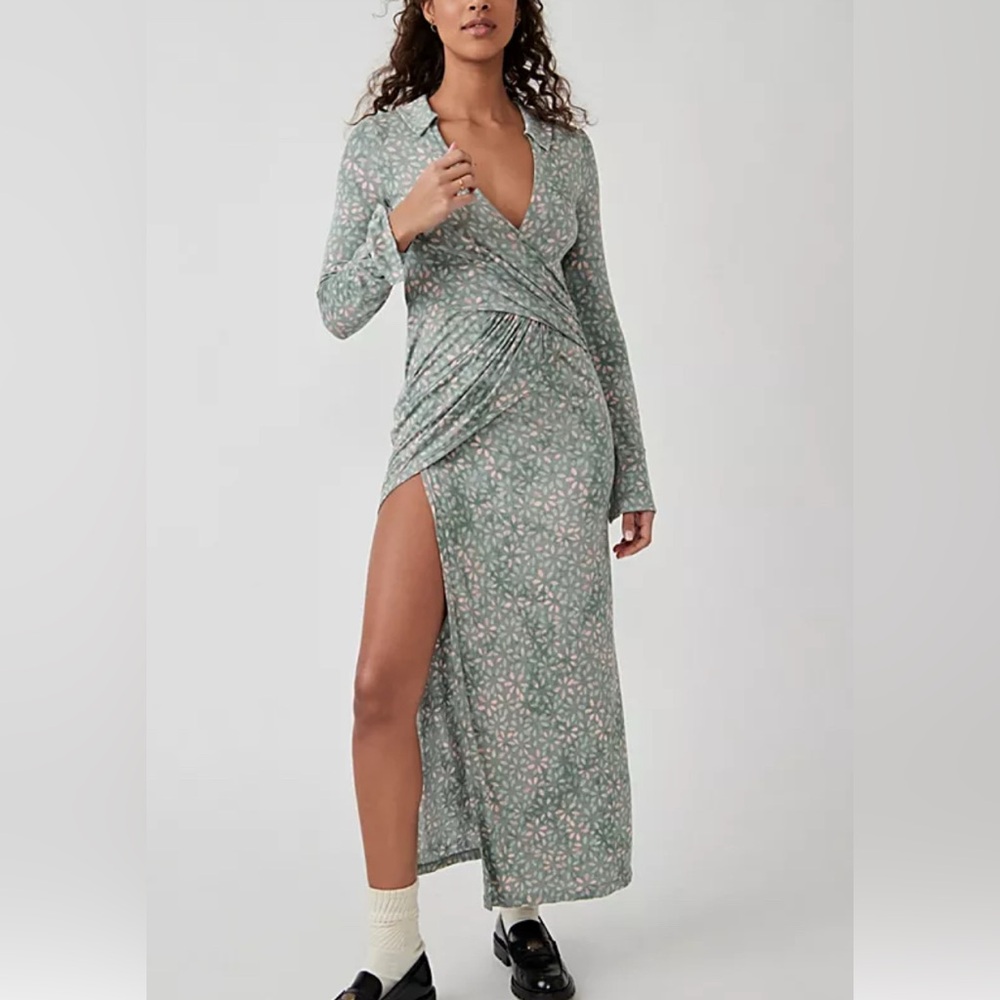 Free People Shayla Wrap Midi Dress - Picture 2 of 7